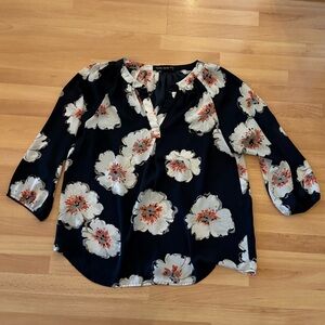 Ivanka Trump Navy Floral Blouse